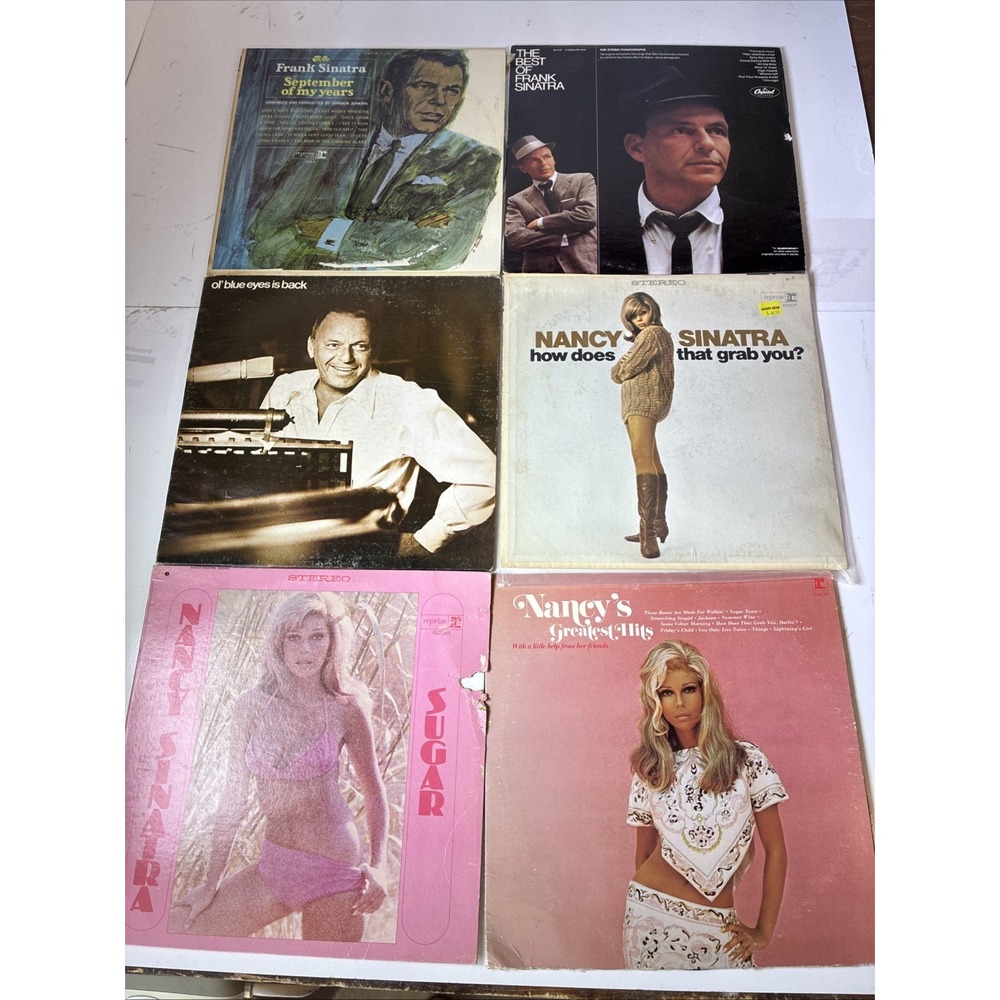 Vintage Frank and Nancy Sinatra Vinyl Record Lot - 6 LPs Cleaned (P5)